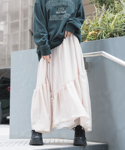 PAGEBOY（ページボーイ）の「イレヘムティアードスカート（スカート・レディース・アイボリー/ブラック/オフホワイト・FREE）」の10枚目の写真