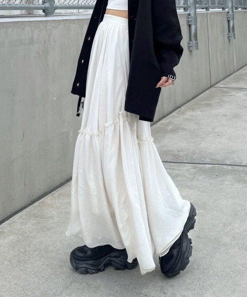 PAGEBOY（ページボーイ）の「イレヘムティアードスカート（スカート・レディース・アイボリー/ブラック/オフホワイト・FREE）」の18枚目の写真