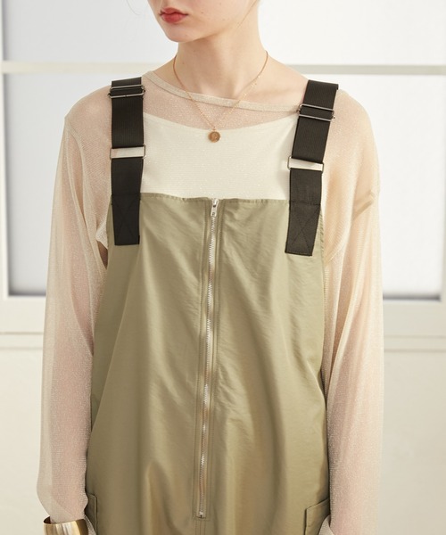 ANGIE（アンジー）の「フロントジップミリタリージャンパースカート（ジャンパースカート・レディース・ブラック/カーキ・FREE）」の3枚目の写真