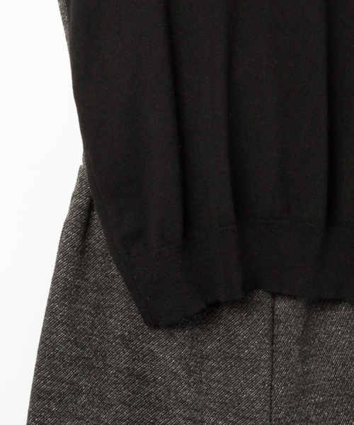 AMERICAN RAG CIE（アメリカンラグシー）の「AMERICAN RAG CIEアンゴラMIXニットジャージー×カルゼコンビネゾン/218-MUM-MN152K31（サロペット/オーバーオール・レディース・ブラック/ネイビー・FREE）」の9枚目の写真