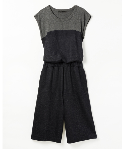 AMERICAN RAG CIE（アメリカンラグシー）の「AMERICAN RAG CIEアンゴラMIXニットジャージー×カルゼコンビネゾン/218-MUM-MN152K31（サロペット/オーバーオール・レディース・ブラック/ネイビー・FREE）」の11枚目の写真