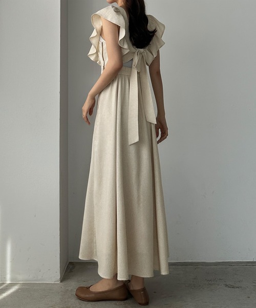 poiregnée ポワニェ バックリボンフリルワンピース