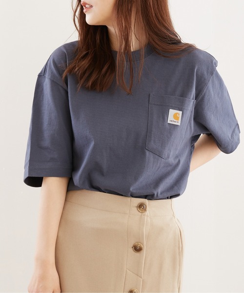 Carhartt(カーハート)の「カーハート 半袖ワーカーポケットクルーネックTシャツ CARHARTT WORKWEAR POCKET S/S T-SHIRT MIDWEIGHT K87(Tシャツ/カットソー・メンズ・ワイン/カーキ/ブラック/ピンク系/グリーン系/ホワイト/ライトグリーン系/杢グレー/ブルー系その他/ネイビー/ベージュ・LARGE/SMALL/X-LARGE/MEDIUM)」の9枚目の写真