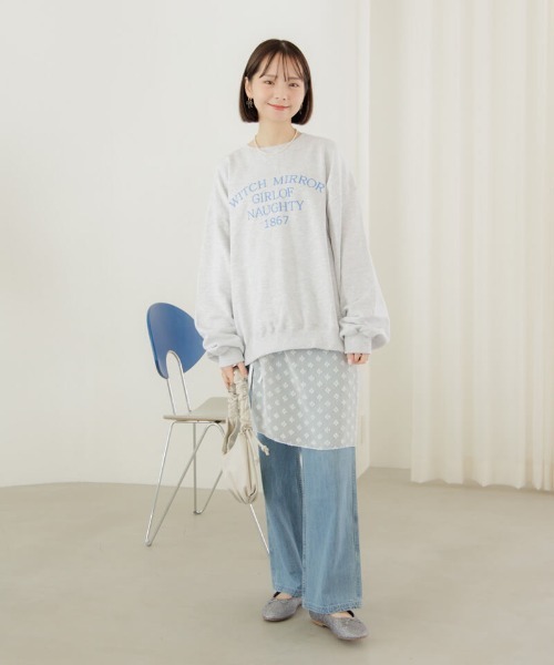 flower(フラワー)の「ルーズエンブロイダリースウェット(スウェット・レディース・グレー/ブルー・FREE)」の11枚目の写真