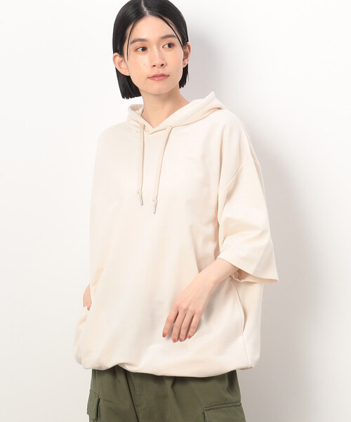 Purple&Yellow（パープルアンドイエロー）の「ドローストリング５分袖 パーカ（パーカー・メンズ・ブラック/アイボリー/ピンク・MEDIUM/LARGE/X-LARGE/SMALL）」の8枚目の写真