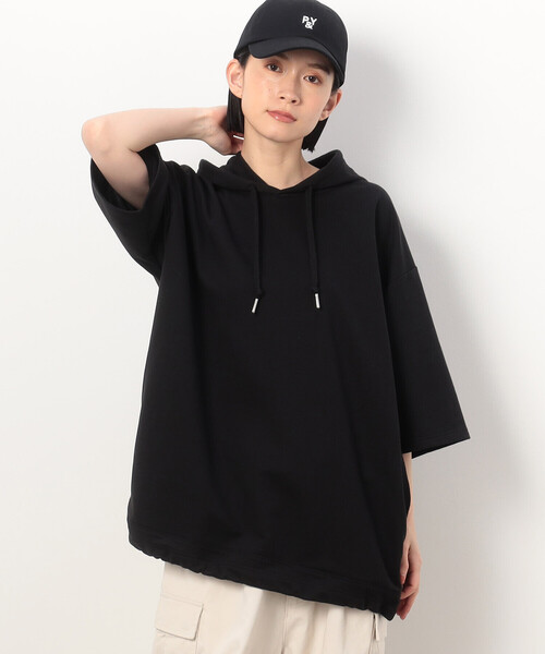 Purple&Yellow（パープルアンドイエロー）の「ドローストリング５分袖 パーカ（パーカー・メンズ・ブラック/アイボリー/ピンク・MEDIUM/LARGE/X-LARGE/SMALL）」の13枚目の写真