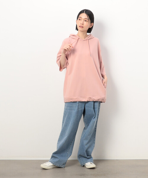 Purple&Yellow（パープルアンドイエロー）の「ドローストリング５分袖 パーカ（パーカー・メンズ・ブラック/アイボリー/ピンク・MEDIUM/LARGE/X-LARGE/SMALL）」の19枚目の写真