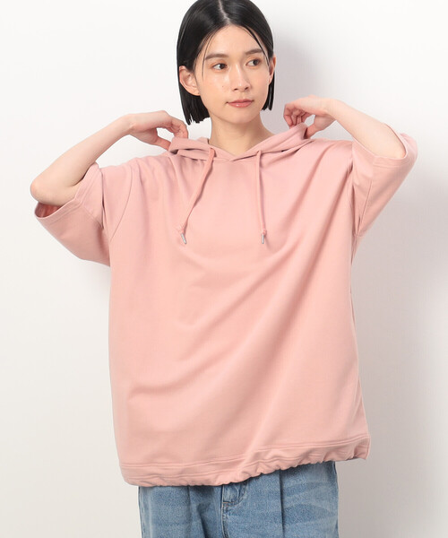 Purple&Yellow（パープルアンドイエロー）の「ドローストリング５分袖 パーカ（パーカー・メンズ・ブラック/アイボリー/ピンク・MEDIUM/LARGE/X-LARGE/SMALL）」の20枚目の写真