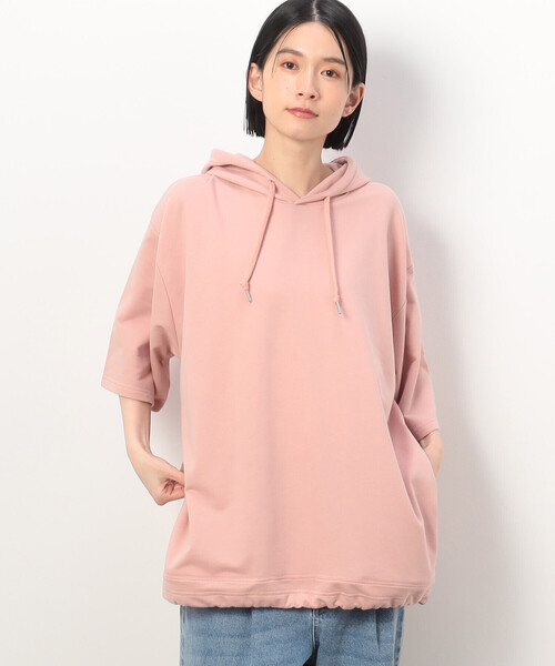 Purple&Yellow（パープルアンドイエロー）の「ドローストリング５分袖 パーカ（パーカー・メンズ・ブラック/アイボリー/ピンク・MEDIUM/LARGE/X-LARGE/SMALL）」の21枚目の写真