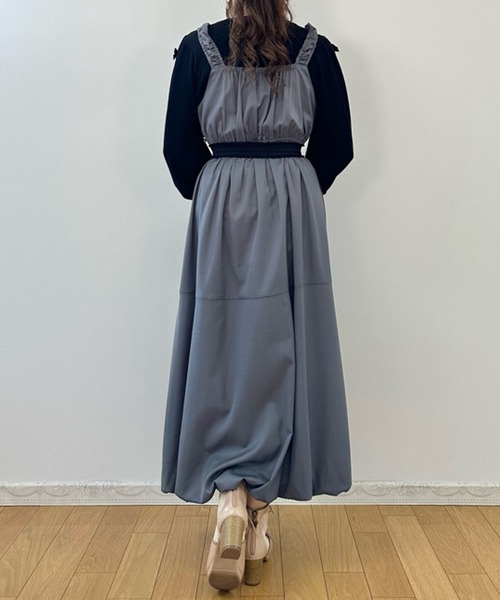 axes femme（アクシーズファム）の「バルーンジャンパースカート（ジャンパースカート・レディース・ベージュ/グレー/ブラック/インディゴブルー・FREE）」の6枚目の写真