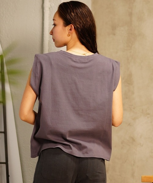 ムラサキスポーツ(ムラサキスポーツ)の「RIKKA FEMME/リッカファム カットオフTシャツ ノースリーブ RF24SS21(Tシャツ/カットソー・レディース・ホワイト/イエロー/チャコールグレー・FREE)」の12枚目の写真