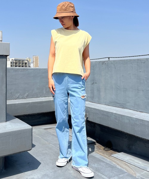 ムラサキスポーツ(ムラサキスポーツ)の「RIKKA FEMME/リッカファム カットオフTシャツ ノースリーブ RF24SS21(Tシャツ/カットソー・レディース・ホワイト/イエロー/チャコールグレー・FREE)」の16枚目の写真