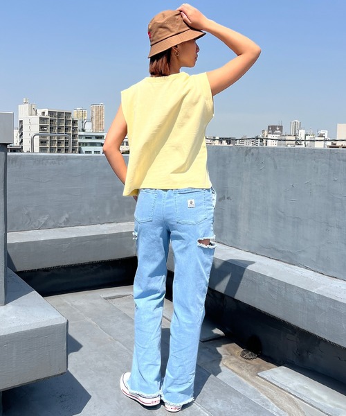 ムラサキスポーツ(ムラサキスポーツ)の「RIKKA FEMME/リッカファム カットオフTシャツ ノースリーブ RF24SS21(Tシャツ/カットソー・レディース・ホワイト/イエロー/チャコールグレー・FREE)」の18枚目の写真