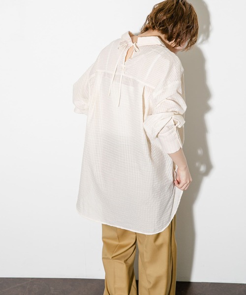 KBF（ケイビーエフ）の「2WAYシアーストライプシャツ（シャツ/ブラウス・レディース・ライトブルー/アイボリー/グリーン系その他・ONE）」の15枚目の写真