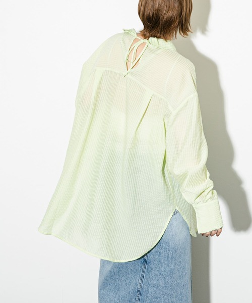 KBF（ケイビーエフ）の「2WAYシアーストライプシャツ（シャツ/ブラウス・レディース・ライトブルー/アイボリー/グリーン系その他・ONE）」の16枚目の写真
