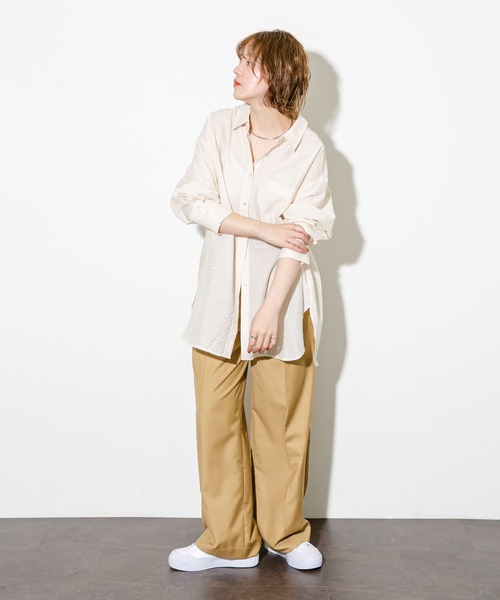 KBF（ケイビーエフ）の「2WAYシアーストライプシャツ（シャツ/ブラウス・レディース・ライトブルー/アイボリー/グリーン系その他・ONE）」の17枚目の写真