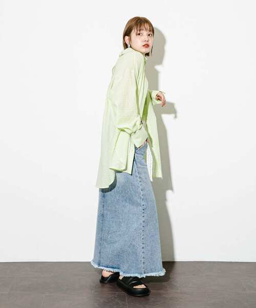 KBF（ケイビーエフ）の「2WAYシアーストライプシャツ（シャツ/ブラウス・レディース・ライトブルー/アイボリー/グリーン系その他・ONE）」の20枚目の写真