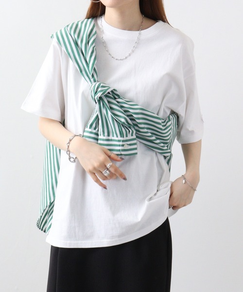 JEMORGAN(ジェーイーモーガン)の「JEMORGAN 天竺 ベーシック半袖T(Tシャツ/カットソー・メンズ・オフホワイト/ネイビー/ベージュ/カーキ/ブラック/杢グレー・L/M/S/XL)」の7枚目の写真