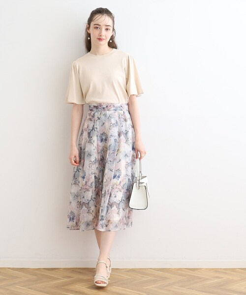 couture brooch（クチュールブローチ）の「◆【接触冷感/UV/洗える】バックパール調デザイン 袖フレアニット（ニット/セーター・レディース・パープル/アイボリー/ブラック/ベビーピンク・38/42）」の6枚目の写真