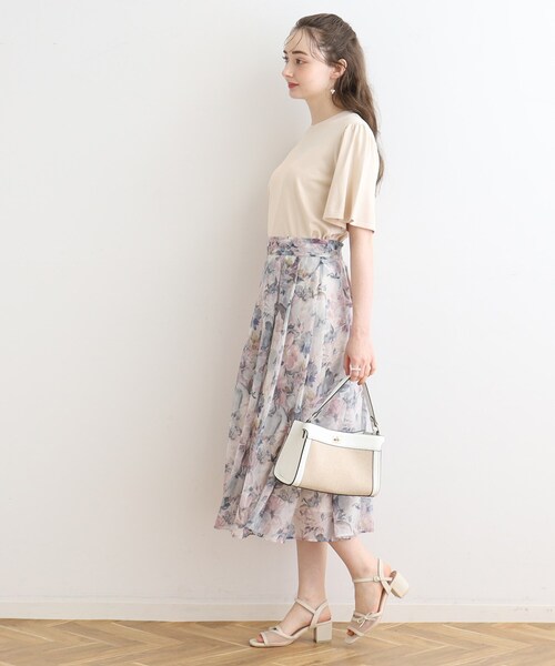 couture brooch（クチュールブローチ）の「◆【接触冷感/UV/洗える】バックパール調デザイン 袖フレアニット（ニット/セーター・レディース・パープル/アイボリー/ブラック/ベビーピンク・38/42）」の7枚目の写真