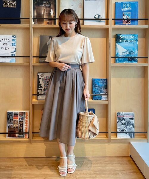 couture brooch（クチュールブローチ）の「◆【接触冷感/UV/洗える】バックパール調デザイン 袖フレアニット（ニット/セーター・レディース・パープル/アイボリー/ブラック/ベビーピンク・38/42）」の12枚目の写真