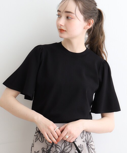 couture brooch（クチュールブローチ）の「◆【接触冷感/UV/洗える】バックパール調デザイン 袖フレアニット（ニット/セーター・レディース・パープル/アイボリー/ブラック/ベビーピンク・38/42）」の18枚目の写真