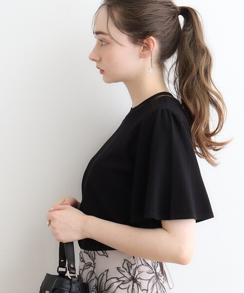 couture brooch（クチュールブローチ）の「◆【接触冷感/UV/洗える】バックパール調デザイン 袖フレアニット（ニット/セーター・レディース・パープル/アイボリー/ブラック/ベビーピンク・38/42）」の19枚目の写真