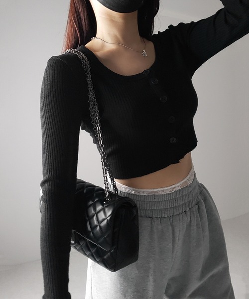 me+em select(ミームセレクト)の「【 3color 】フロントボタンショートタイトリブカットソーカーディガン / front button short tight lib cutsew cardigan(カーディガン/ボレロ・レディース・ブラック/ブルー/ホワイト・FREE)」の22枚目の写真