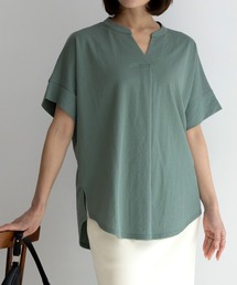 NAVY | NAVY サラリ冷感 制菌加工 シャツ見えスキッパーTシャツ(Tシャツ/カットソー)