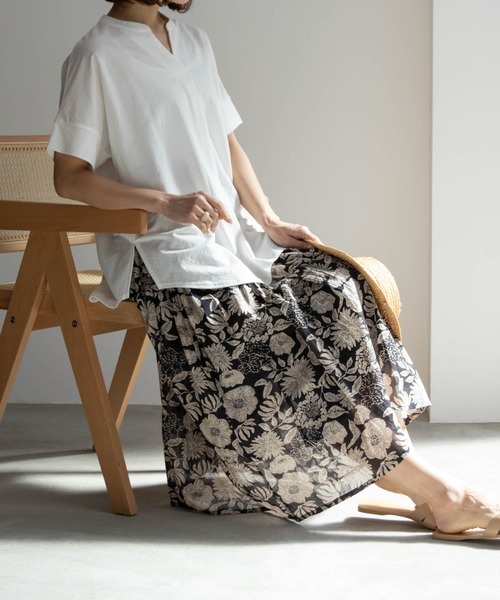 NAVY（ネイビー）の「NAVY サラリ冷感 制菌加工 シャツ見えスキッパーTシャツ（Tシャツ/カットソー・レディース・チャコールグレー/パープル/グリーン系その他/ライトベージュ/オフホワイト・M/L/S/XL）」の7枚目の写真