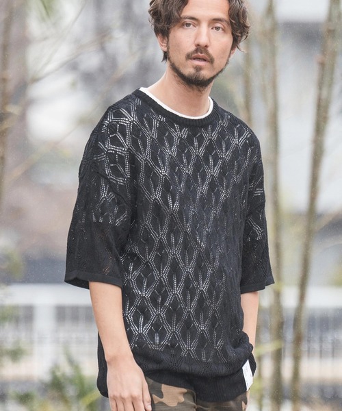 CAMBIO（カンビオ）の「mn2937-Cool Touch Openwork Summer Knit Pullover　サマーニット（ニット/セーター・メンズ・ブラック/カーキ/ホワイト・M/L）」の3枚目の写真