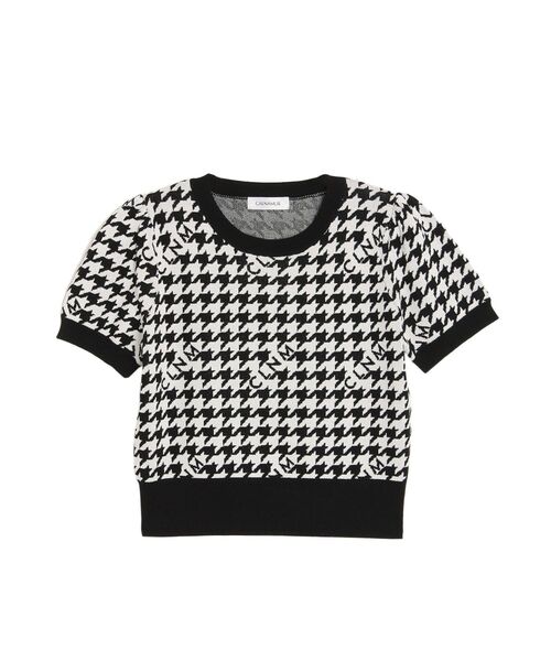 CALNAMUR(カルナムール)の「千鳥柄ショートスリーブニット(ニット/セーター・レディース・ベージュ/ブラック/ライトブルー・FREE)」の2枚目の写真