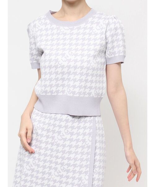 CALNAMUR(カルナムール)の「千鳥柄ショートスリーブニット(ニット/セーター・レディース・ベージュ/ブラック/ライトブルー・FREE)」の9枚目の写真