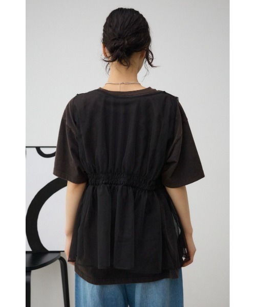 AZUL by moussy（アズールバイマウジー）の「チュールギャザージレトップス（ベスト・レディース・ブラック/オフホワイト・FREE）」の19枚目の写真