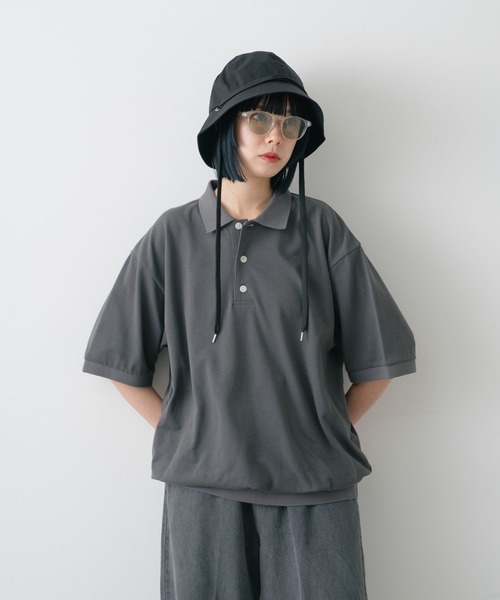 WHIMSIC（ウィムジック）の「【UNISEX】モスステッチポロシャツ（ポロシャツ・メンズ・ホワイト/チャコールグレー/イエロー/ブルー・FREE）」の2枚目の写真