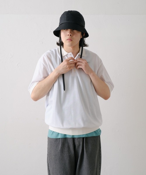 WHIMSIC（ウィムジック）の「【UNISEX】モスステッチポロシャツ（ポロシャツ・メンズ・ホワイト/チャコールグレー/イエロー/ブルー・FREE）」の7枚目の写真