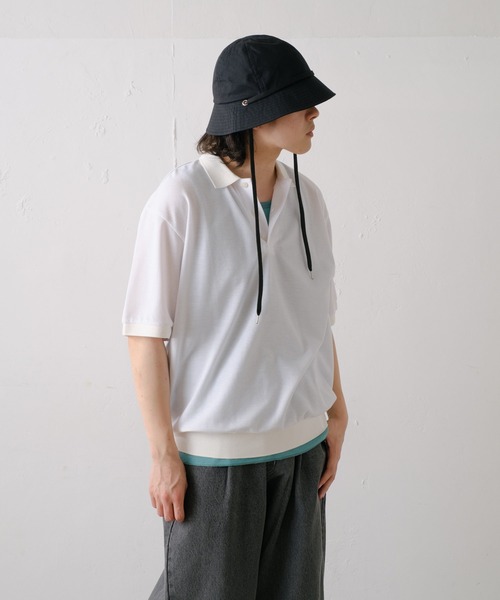 WHIMSIC（ウィムジック）の「【UNISEX】モスステッチポロシャツ（ポロシャツ・メンズ・ホワイト/チャコールグレー/イエロー/ブルー・FREE）」の8枚目の写真