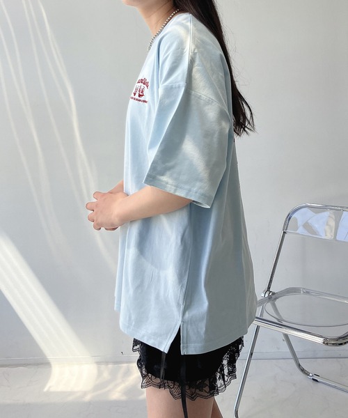 AS KNOW AS plus（アズノゥアズプラス）の「◎おやつフォトビッグサイズTシャツ（Tシャツ/カットソー・レディース・スミクロ/キナリ/サックスブルー/オートミール/ブラック系/サックスブルー系/ベージュ系/アイボリー系・FREE）」の18枚目の写真