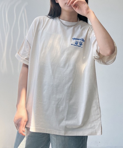 AS KNOW AS plus（アズノゥアズプラス）の「◎おやつフォトビッグサイズTシャツ（Tシャツ/カットソー・レディース・スミクロ/キナリ/サックスブルー/オートミール/ブラック系/サックスブルー系/ベージュ系/アイボリー系・FREE）」の10枚目の写真