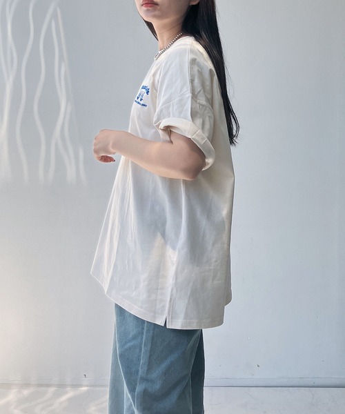 AS KNOW AS plus（アズノゥアズプラス）の「◎おやつフォトビッグサイズTシャツ（Tシャツ/カットソー・レディース・スミクロ/キナリ/サックスブルー/オートミール/ブラック系/サックスブルー系/ベージュ系/アイボリー系・FREE）」の11枚目の写真