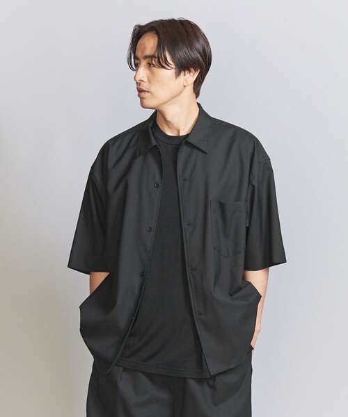 BEAUTY&YOUTH ミラノリブショートスリーブシャツ ミラノリブショートスリーブシャツカーディガン ―ウォッシャブル―