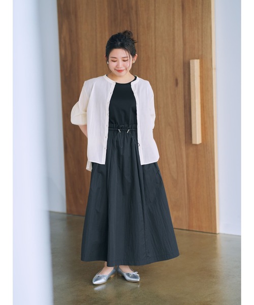 COHINA（コヒナ）の「ドロストドッキングワンピース【低身長・小柄女性】（ワンピース・レディース・ホワイト/グリーン/アイボリー/ブラック・SHORT/REGULAR）」の3枚目の写真