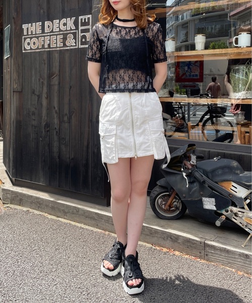セール】ロゴ刺繍レース Tシャツ（Tシャツ/カットソー）｜SpRay