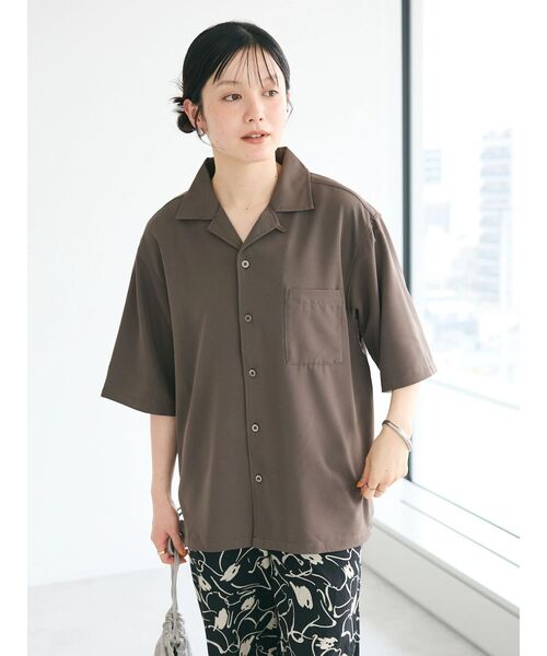 CRAFT STANDARD BOUTIQUE(クラフトスタンダードブティック)の「接触冷感/抗菌防臭/イージーケア /オープンカラーシャツ(シャツ/ブラウス・レディース・ブラウン/アイボリー/ブラック/グレイッシュベージュ/ブルーグリーン・S/M/L/XL)」の8枚目の写真