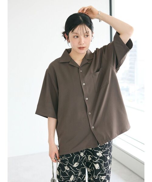 CRAFT STANDARD BOUTIQUE(クラフトスタンダードブティック)の「接触冷感/抗菌防臭/イージーケア /オープンカラーシャツ(シャツ/ブラウス・レディース・ブラウン/アイボリー/ブラック/グレイッシュベージュ/ブルーグリーン・S/M/L/XL)」の11枚目の写真