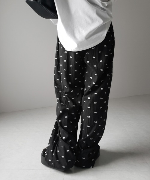 me+em select(ミームセレクト)の「【 2color 】リボンプリントワイドイージーパンツ / ribbon print wide easy pants(その他パンツ・レディース・アイボリー/ブラック・FREE)」の19枚目の写真