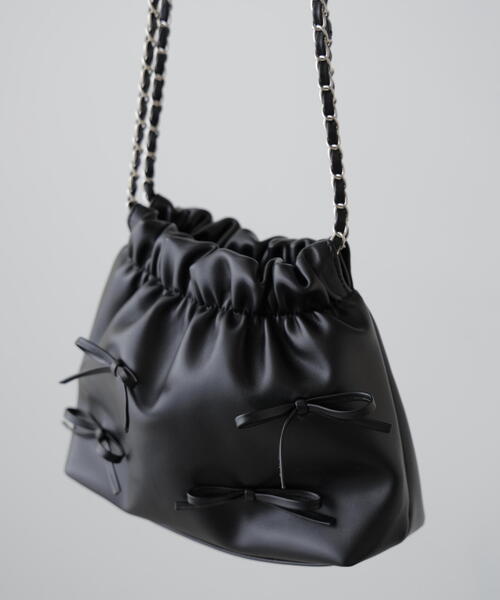 FREE'S MART（フリーズマート）の「◆チェーンリボンバッグ（ショルダーバッグ・レディース・パープル/ブラック・ﾌﾘ-）」の5枚目の写真