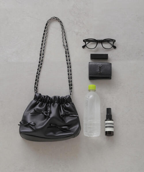 FREE'S MART（フリーズマート）の「◆チェーンリボンバッグ（ショルダーバッグ・レディース・パープル/ブラック・ﾌﾘ-）」の6枚目の写真