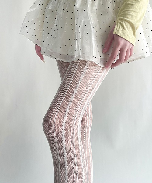 ラッセル柄 カラー網タイツ cula910（タイツ/ストッキング）｜c.u.l
