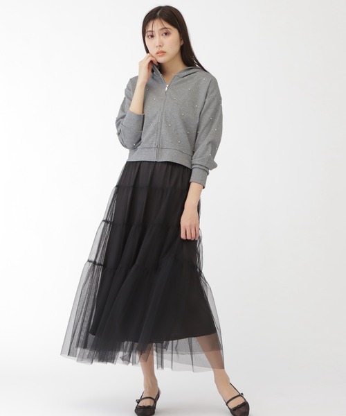 JILL by JILL STUART(ジルバイジルスチュアート)の「◇ビジュートッピングフーディー(Tシャツ/カットソー・レディース・ホワイト/チャコールグレー・FREE)」の7枚目の写真